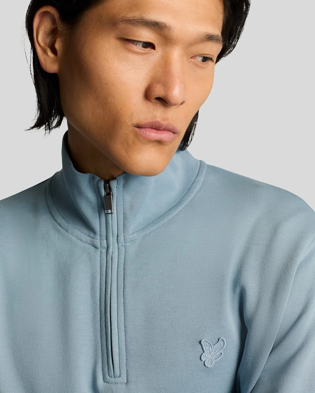 Lyle & Scott Tonal Superfine 1/4 Zip Sweatshirt Blue Ash