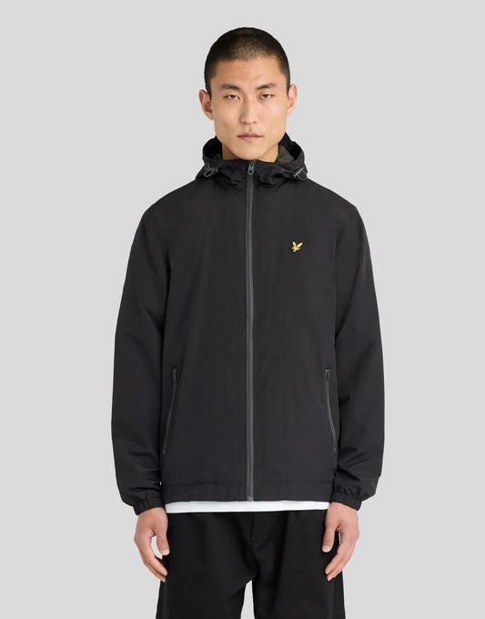 Lyle & Scott Contrast Zip Through Hooded Jacket Jet Black/Gunmetal