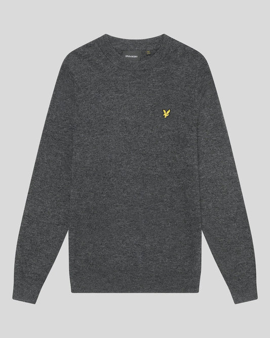 Lyle & Scott Lambswool Blend Crew Neck Jumper in Charcoal
