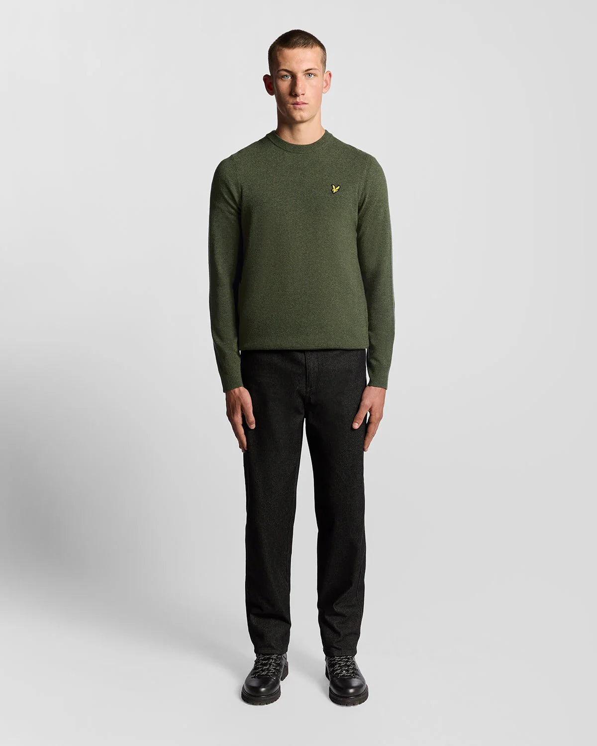Lyle & Scott Lambswool Blend Crew Neck Jumper Deep Depths Marl