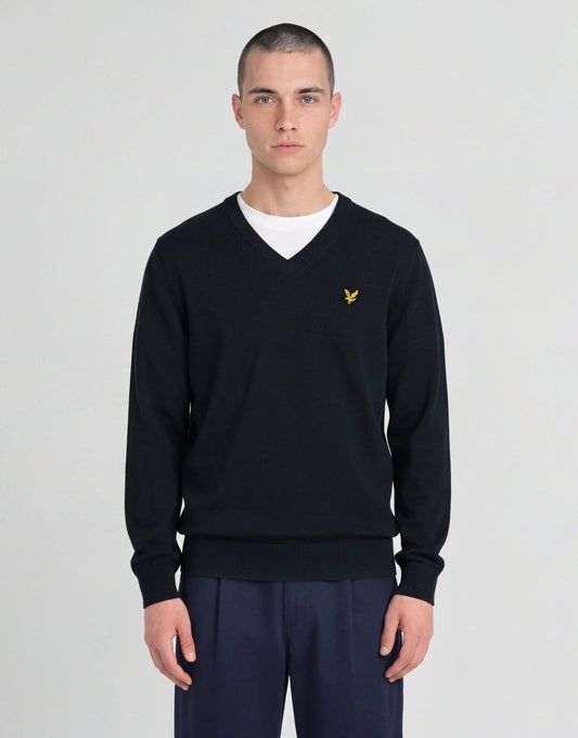 Lyle & Scott Knitted V-Neck Jumper Dark Navy