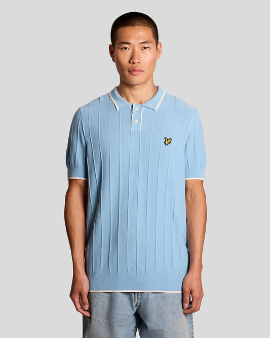 Lyle & Scott Tipped Knitted Polo Chalk Blue
