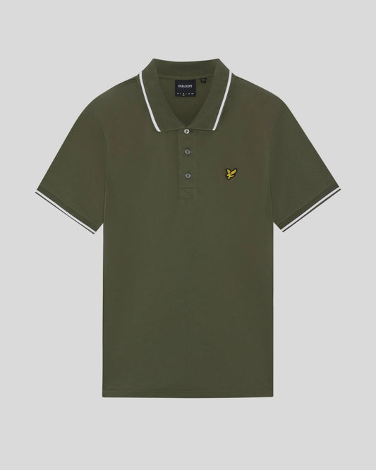 Lyle & Scott Tipped Polo True Olive/White
