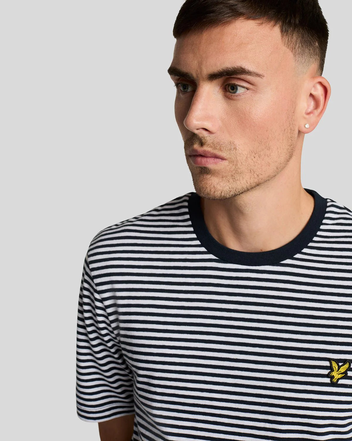 Lyle & Scott Linen Blend Breton Stripe T-Shirt Dark Navy