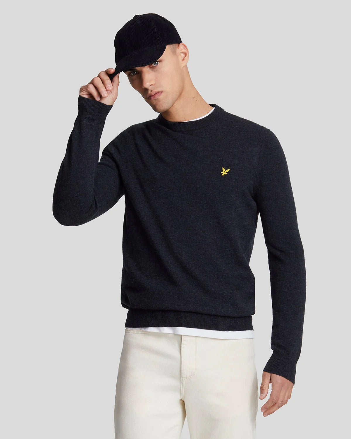 Lyle & Scott Lambswool Blend Crew Neck Jumper Dark Navy Marl