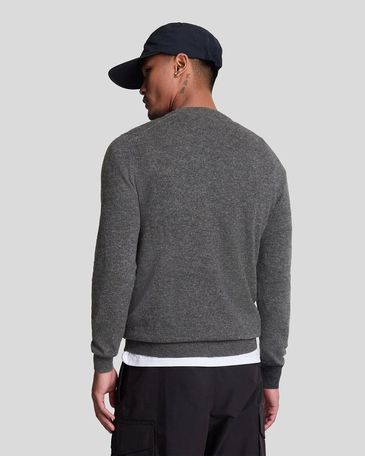 Lyle & Scott Lambswool Blend Crew Neck Jumper in Charcoal