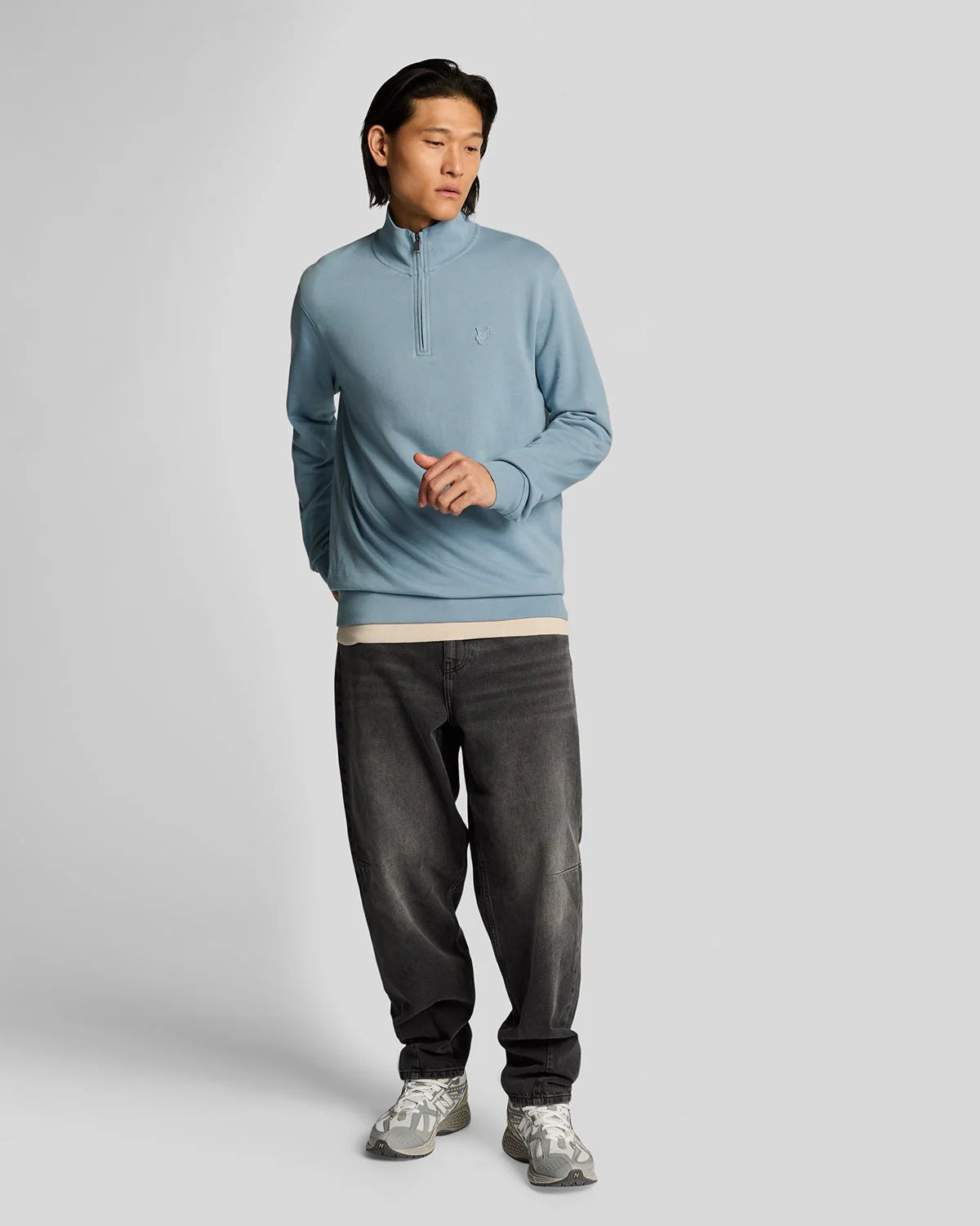 Lyle & Scott Tonal Superfine 1/4 Zip Sweatshirt Blue Ash