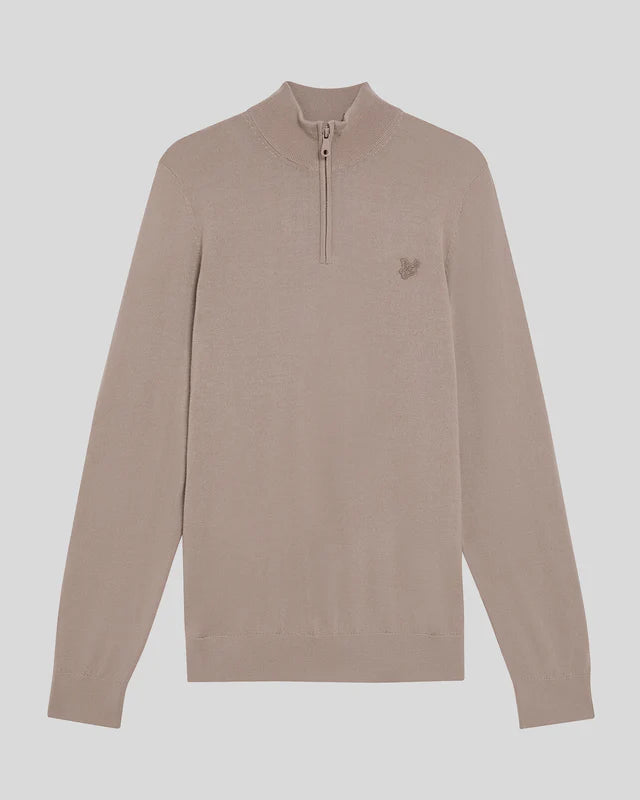 Lyle & Scott Tonal Eagle Merino Wool 1/4 Zip Jumper Cinder