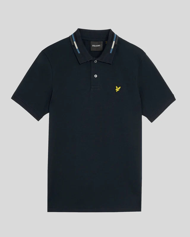 Lyle & Scott Striped Tipped Polo Dark Navy/Foam