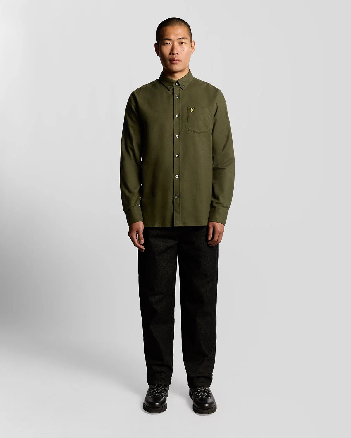 Lyle & Scott Plain Flannel Shirt Deep Depths