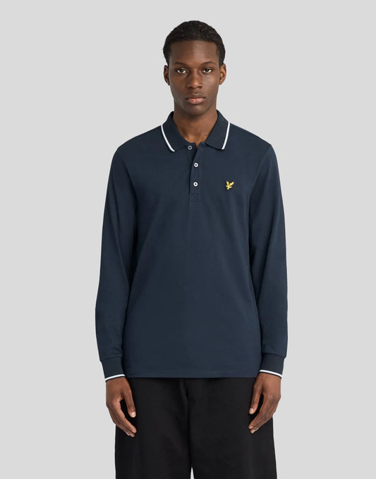 Lyle & Scott Tipped Long Sleeve Polo Dark Navy