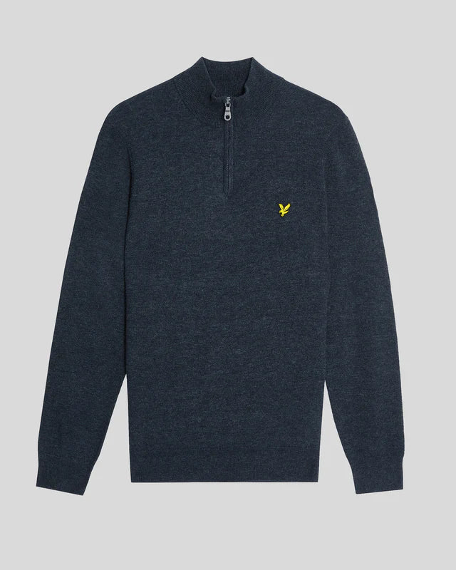 Lyle & Scott Lambswool Blend 1/4 Zip Jumper Dark Navy Marl
