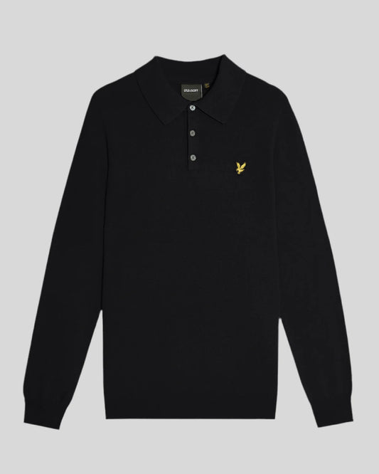 Lyle & Scott Cotton Merino L/S Knitted Polo Dark Navy