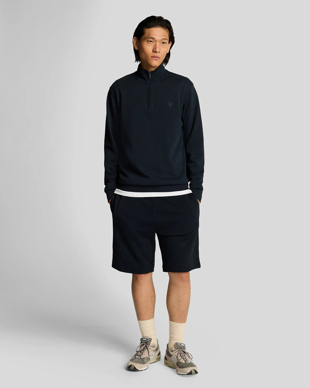 Lyle & Scott Tonal Superfine 1/4 Zip Sweatshirt Dark Navy