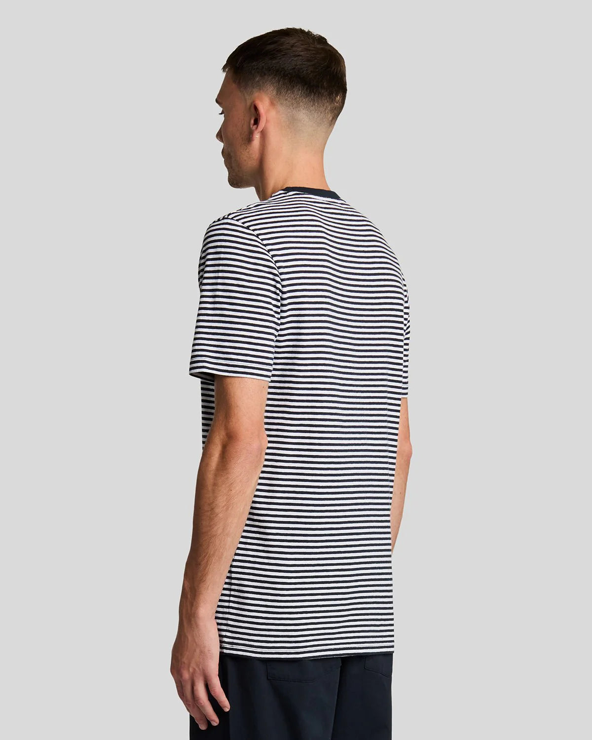 Lyle & Scott Linen Blend Breton Stripe T-Shirt Dark Navy