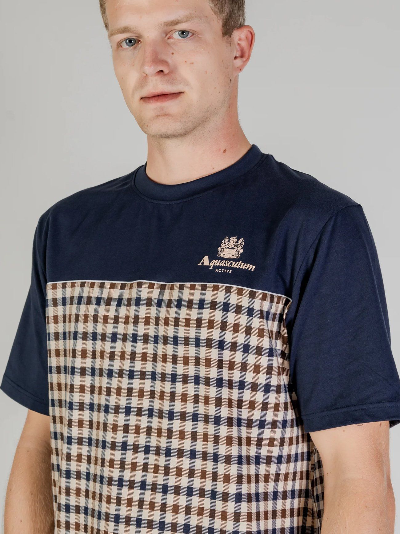 Aquascutum Active Iconic Insert Piping T-Shirt Navy
