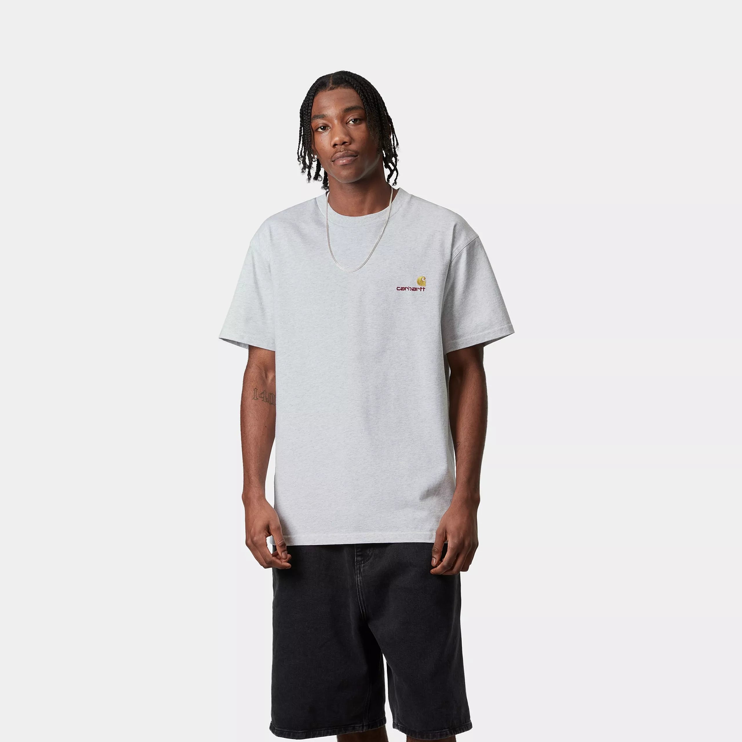 Carhartt WIP S/S American Script T-Shirt Ash Heather Grey