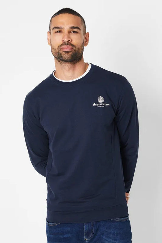 Aquascutum Active Small Logo Crewneck Sweat Navy