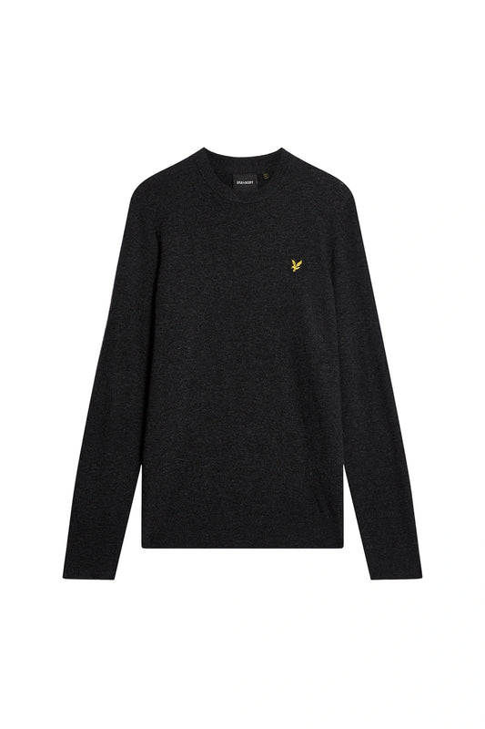 Lyle & Scott Cotton Lambswool Crew Jumper Jet Black Marl