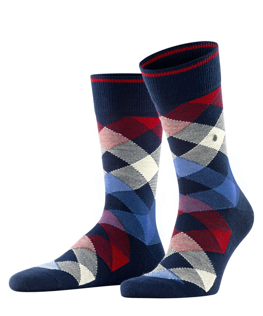 Burlington Newcastle Tartan Socks Marine Navy 6121