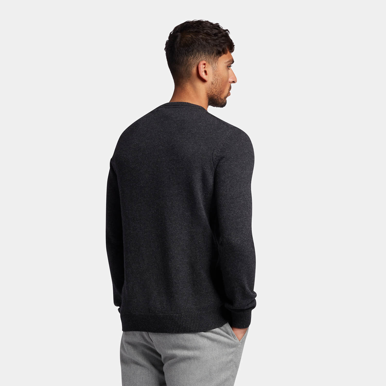 Lyle & Scott Crew Neck Lambswool Blend Jumper in Charcoal Marl