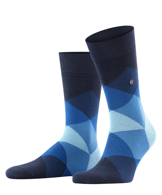 Burlington Clyde Pattern Fashion Cotton Socks in Blue Grey 6376