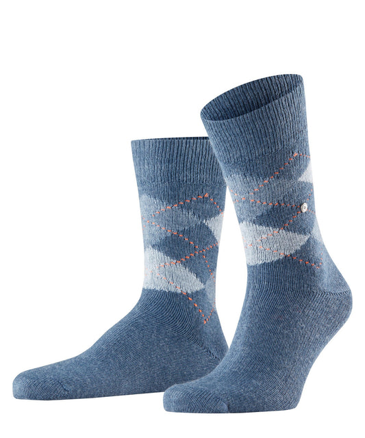 Burlington Preston Argyle Socks Orion Blue 6221