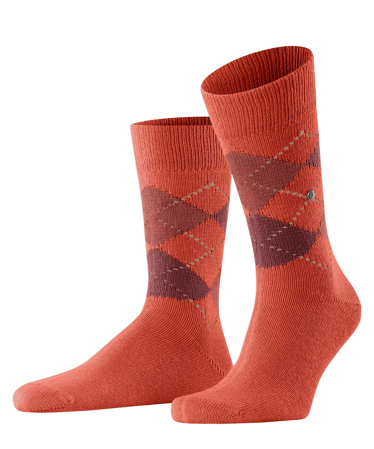 Burlington Preston Argyle Socks Bordeaux Orange 8096