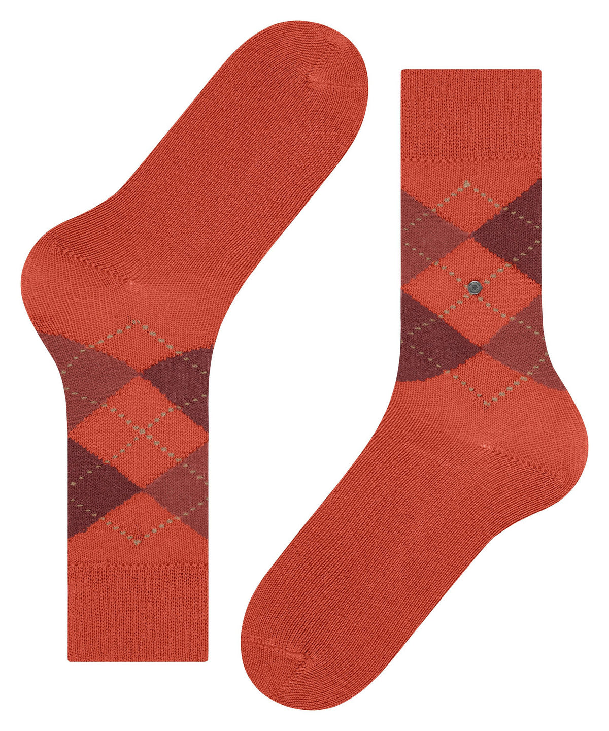 Burlington Preston Argyle Socks Bordeaux Orange 8096