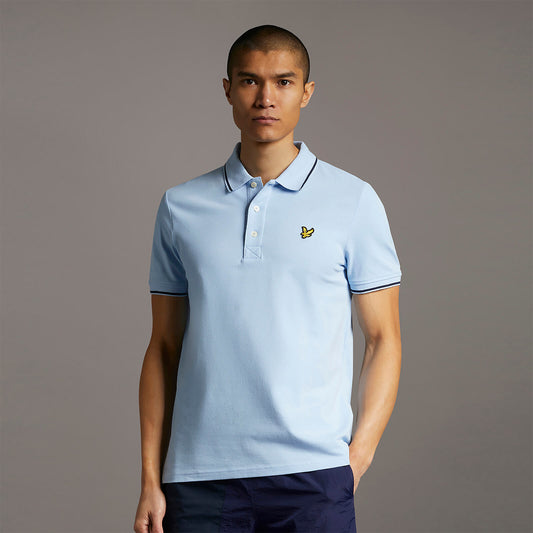 Lyle & Scott Tipped Polo Shirt in Opal Blue