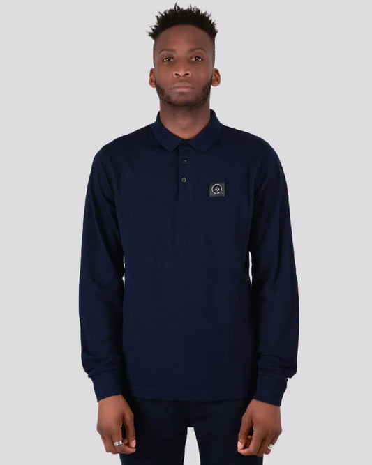 Marshall Artist Long Sleeved Siren Polo in Navy