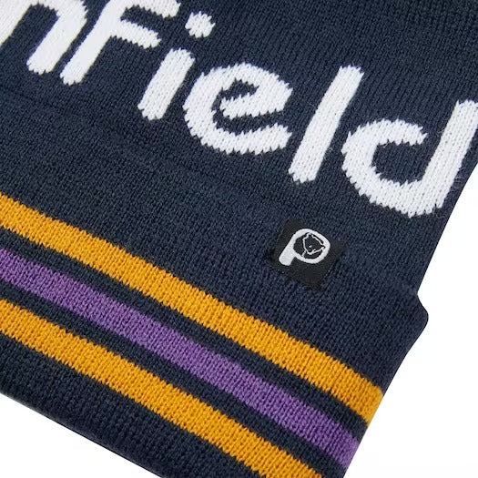 Penfield Intarsia Knit Striped Bobble Hat Navy Blazer