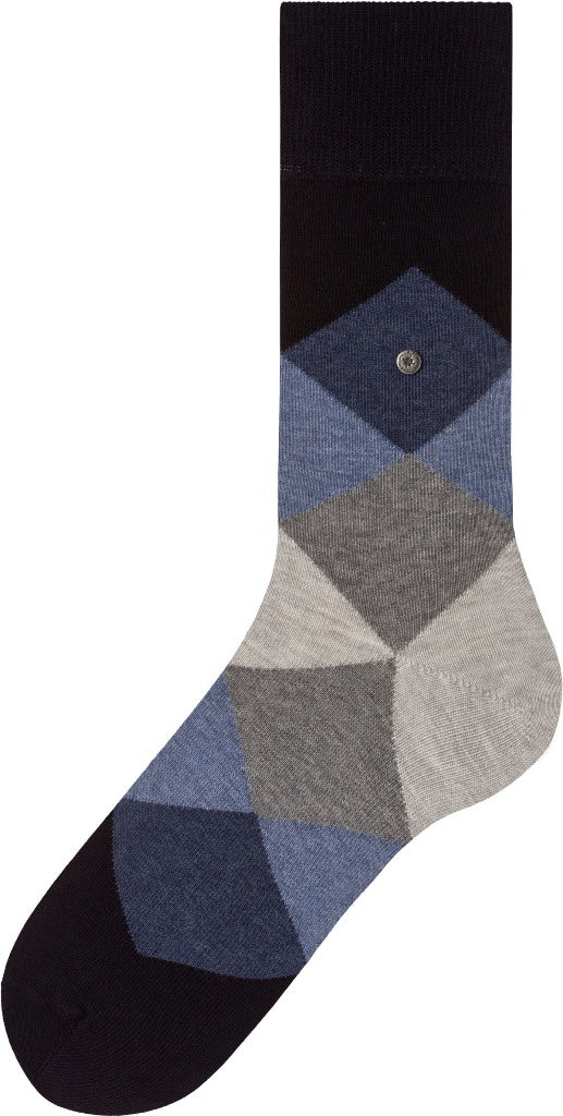 Burlington Clyde Pattern Fashion Cotton Socks in Blue Grey 6376