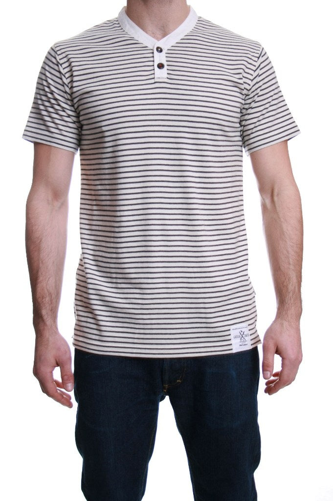 One True Saxon Osbern Y Neck T Shirt in Ecru