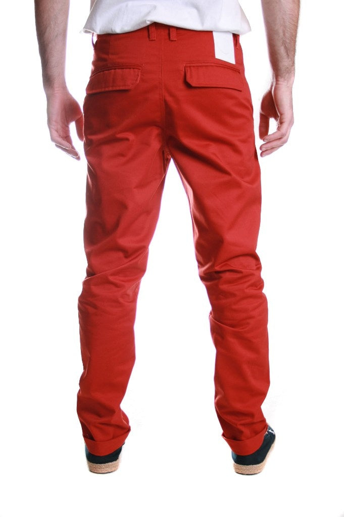 Humor Dean Carrot Slim Pant Chino Trousers in Dark Red Orange