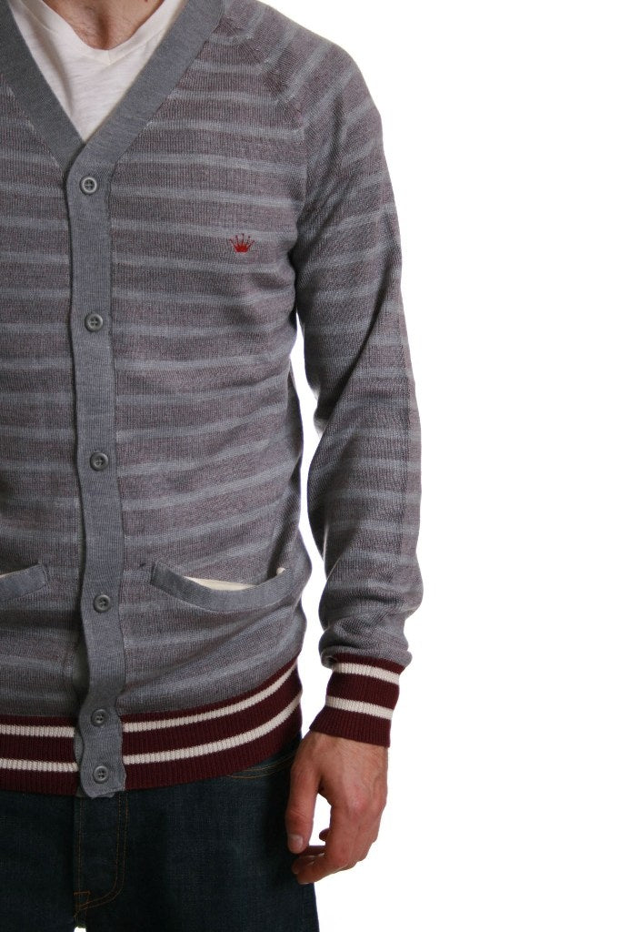 Junk de Luxe Taylor Stripe Cardigan in Dark Red