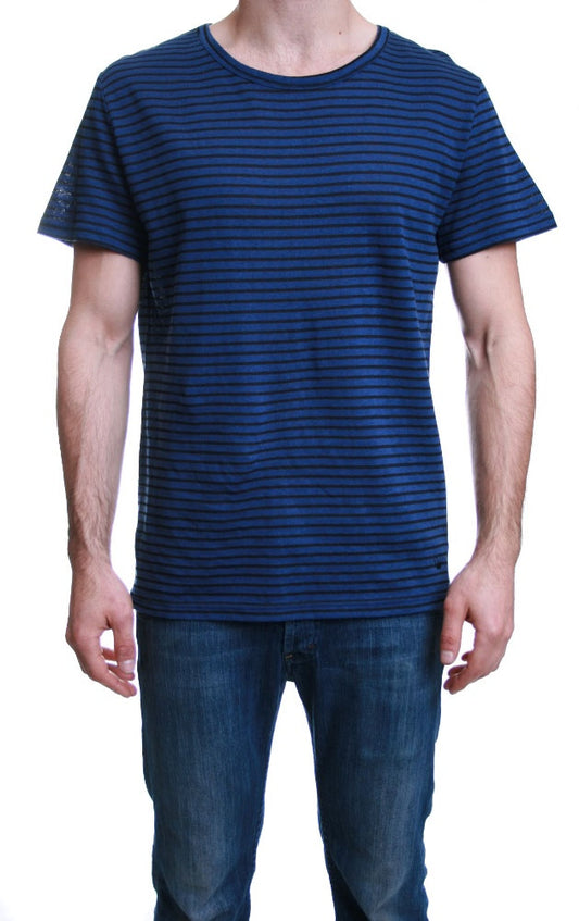 Junk de Luxe Edric Stripe Cowl T Shirt in Blue