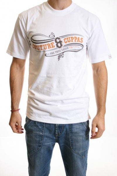 One True Saxon Couture and Cuppas T Shirt in White