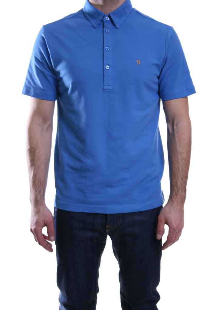 Farah Vintage Hayden Pique Polo in Azul Blue