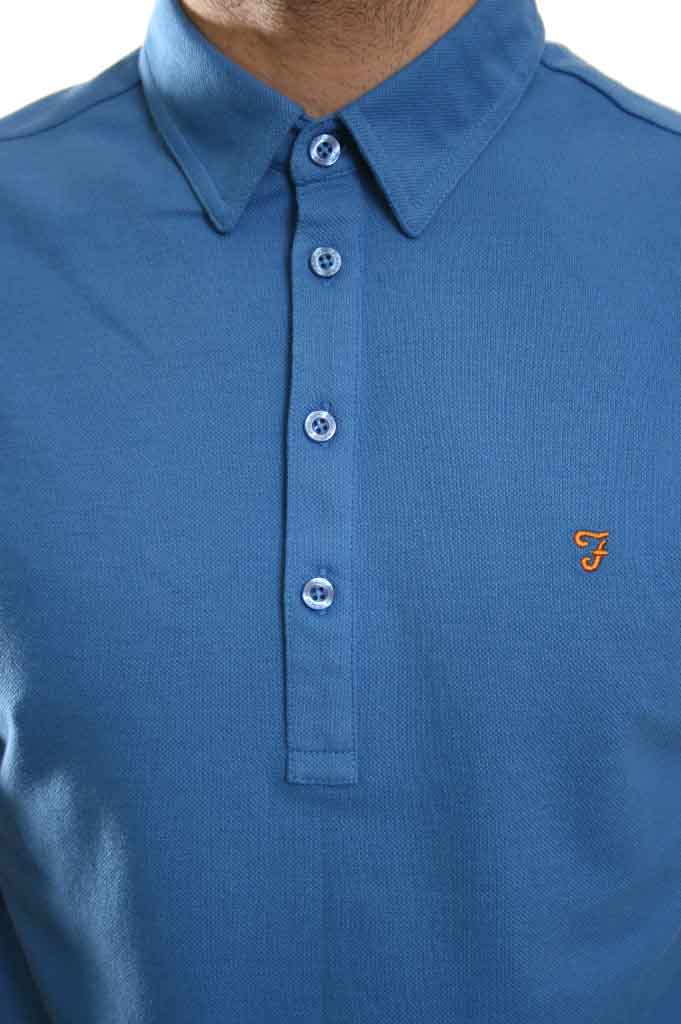 Farah Vintage Hayden Pique Polo in Azul Blue