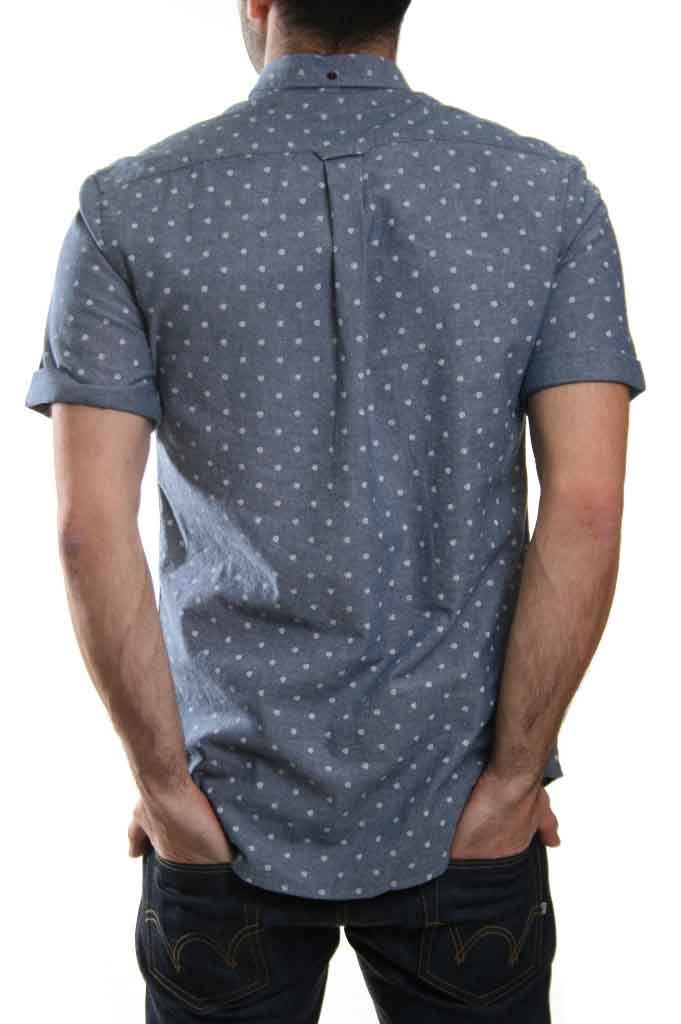 Farah Vintage langwell Short Sleeved Shirt in Dark Indigo