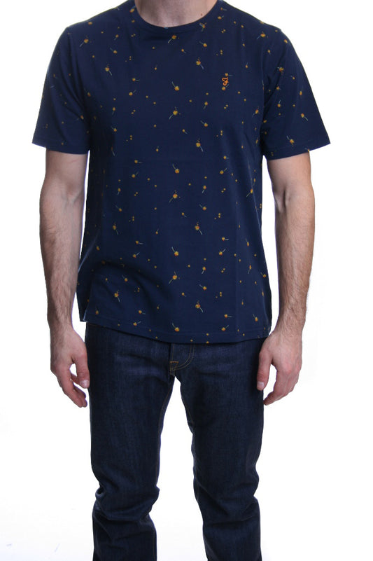 Farah Vintage Dandelion Sol T Shirt in Midnight Navy