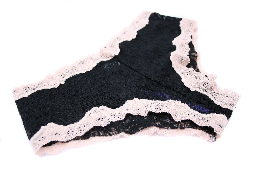 Kinky Knickers Lace Knickers in Black & Oyster