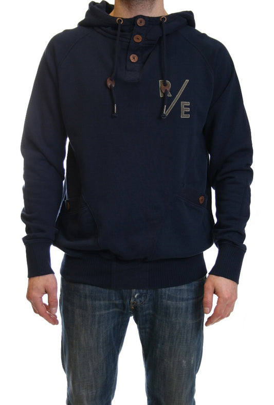 Realm & Empire Button Neck Hoody in Navy