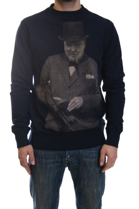 Realm And Empire Churchill Print Jumper in Navy
