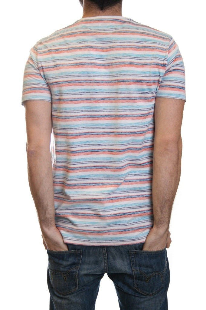 Edwin Marvin Woven Stripe T Shirt in Flame