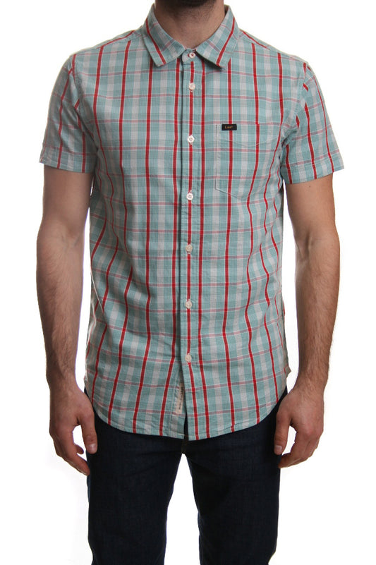 Lee Short Sleeve Check Shirt in Dusty Turquoise