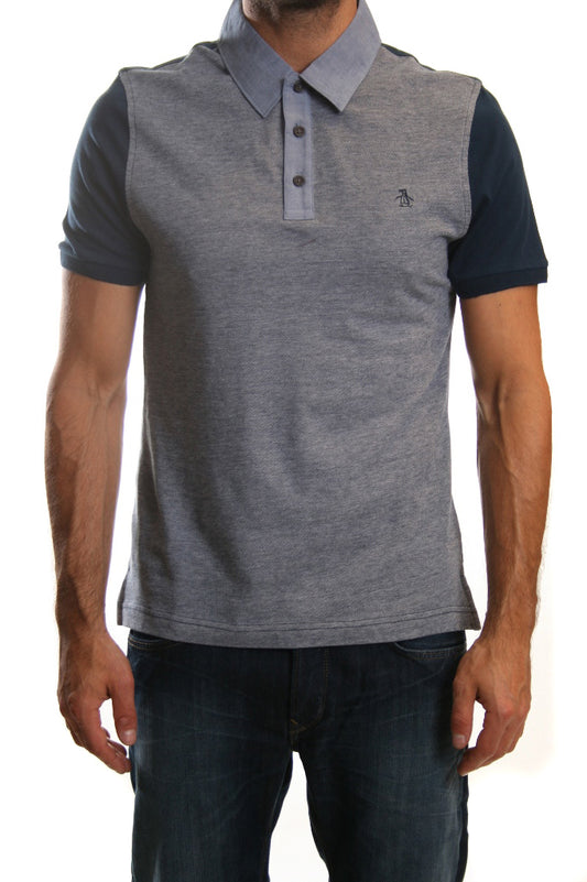 Original Penguin Birdseye Panel Polo in Dress Blues