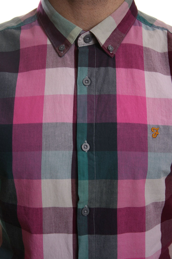 Farah Arogan Block Gingham Short Sleeve Shirt in Azealia