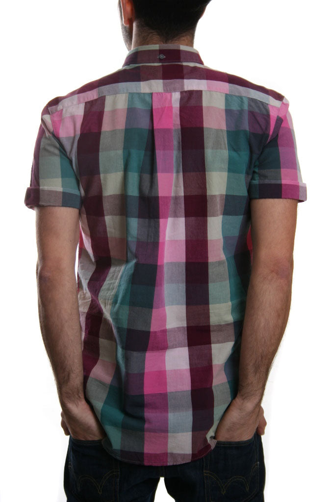 Farah Arogan Block Gingham Short Sleeve Shirt in Azealia